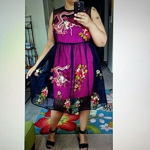 ASOS Curve Premium Embroidered Dragon Mesh Dress